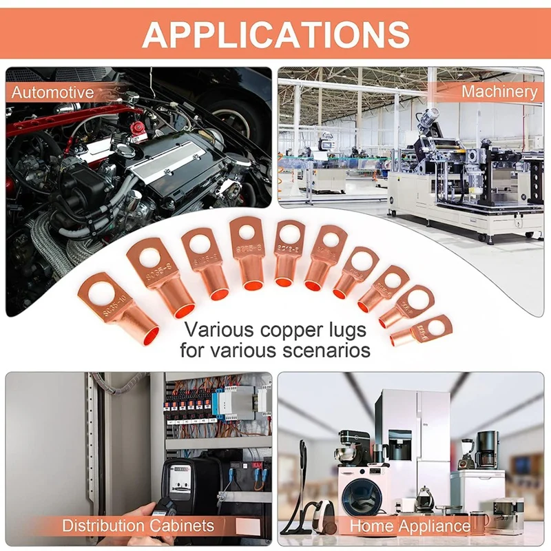 130PCS Wire Connectors Terminal Connectors Used On AWG12 10 8 6 4 2 Cable,Heat Shrink Set,Ring Terminals Connectors