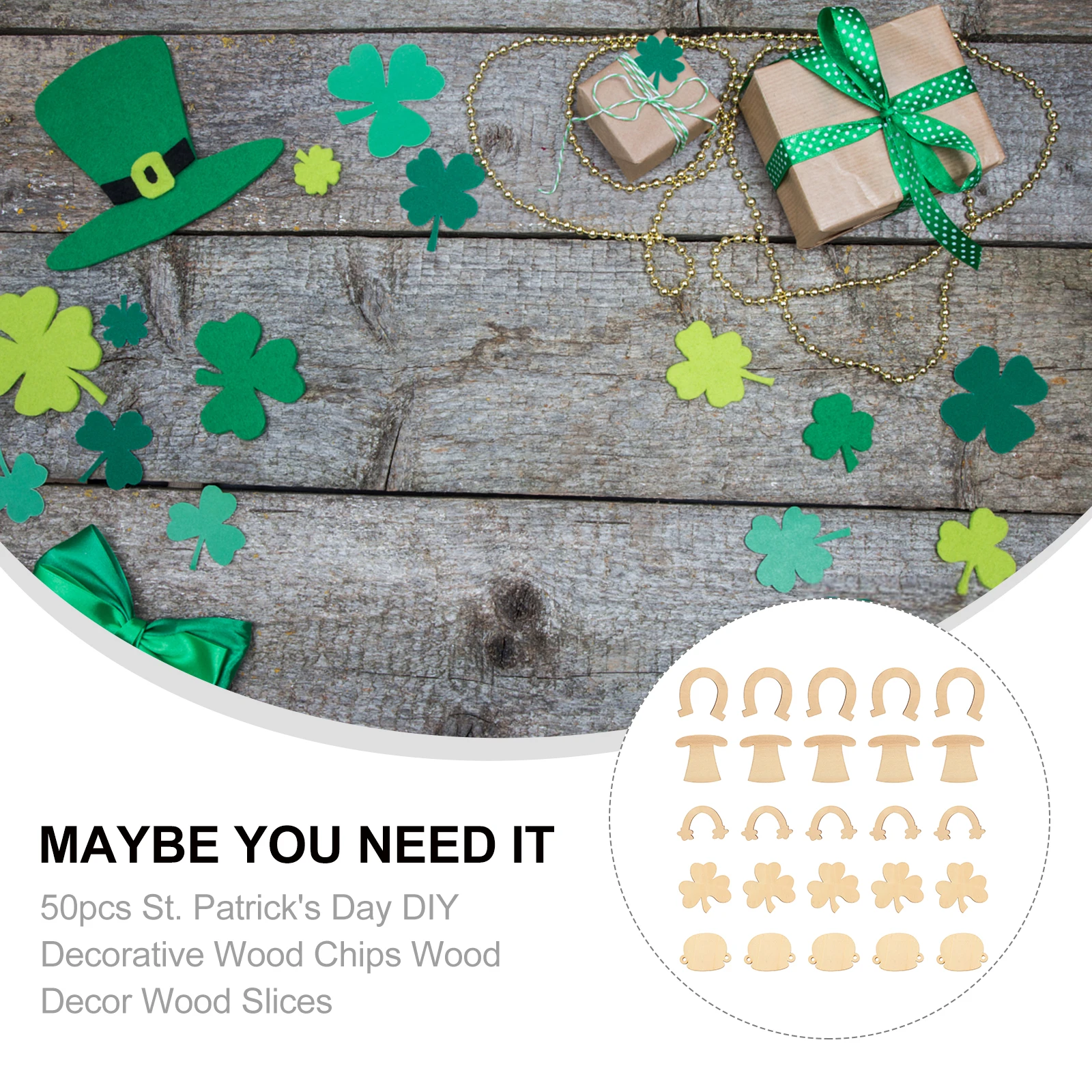 

50pcs Decorative Wood Chips St Patrick's St. Patrick'S Day Wooden Crafts Day Party Favor Table Decorations Wooden Crafts Sewing
