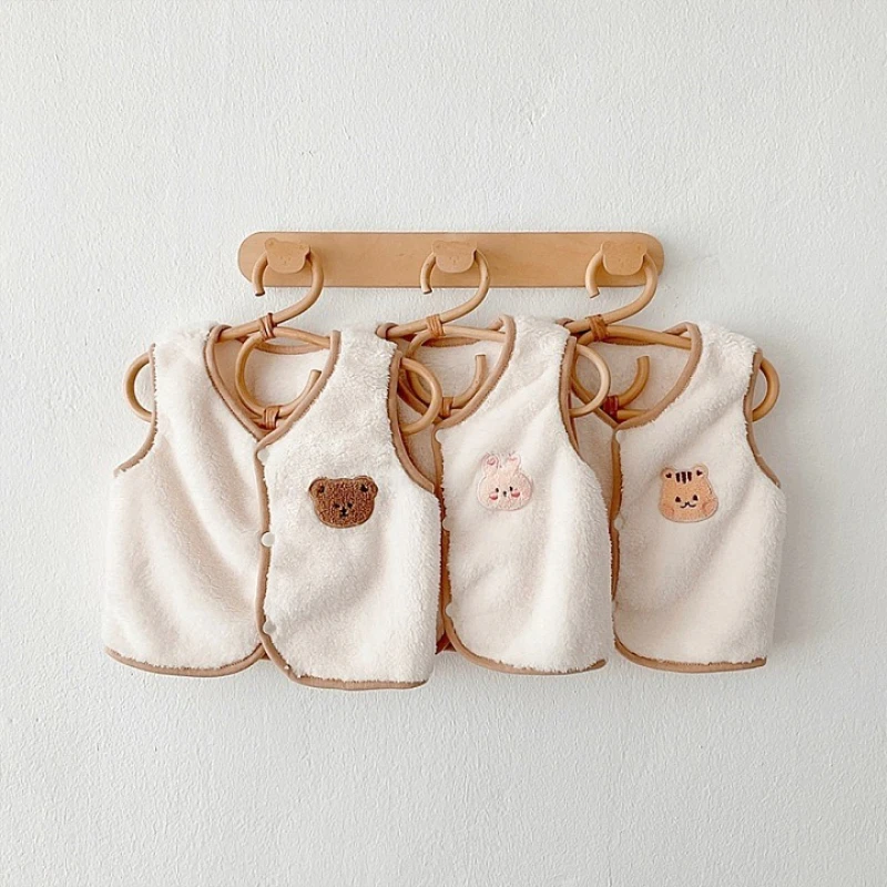 

Милый детский жилет для детей от 6 до 24 месяцев, зимняя одежда для мальчиков и девочек, утепленный детский жилет, мягкий плюшевый жилет, верхнее пальто