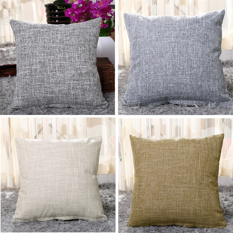 MACT Faux Linen Throw Pillow Cover Home Decorative Pillowcase for Sofa Cafe Modern Solid Color Cushion Cover Square Pillow Case