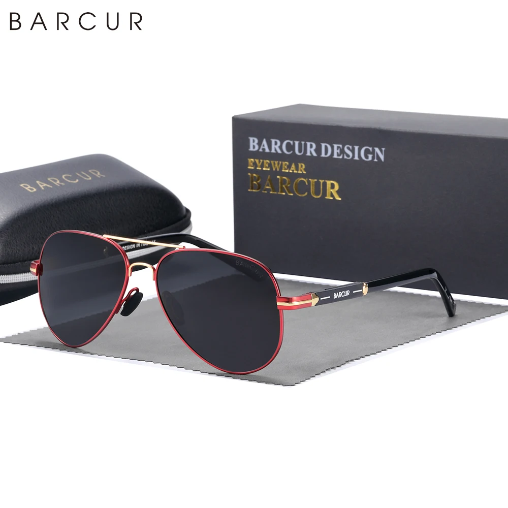 Barcur Männer Sonnenbrille Pilot polarisierte Sonnenbrille männliche Frauen Zubehör fahren oculos gafas de sol – Detail 8