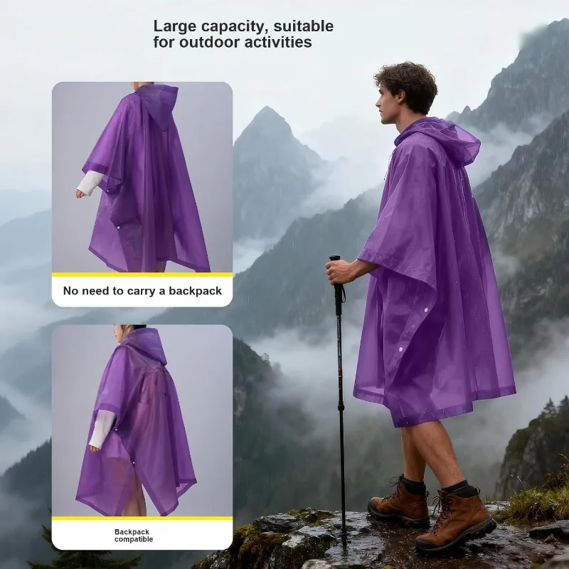 EVA Rain Poncho Adult and Kid Parent Child Style Lightweight Protective Reusable Portable for Travel Outdoor Activities
