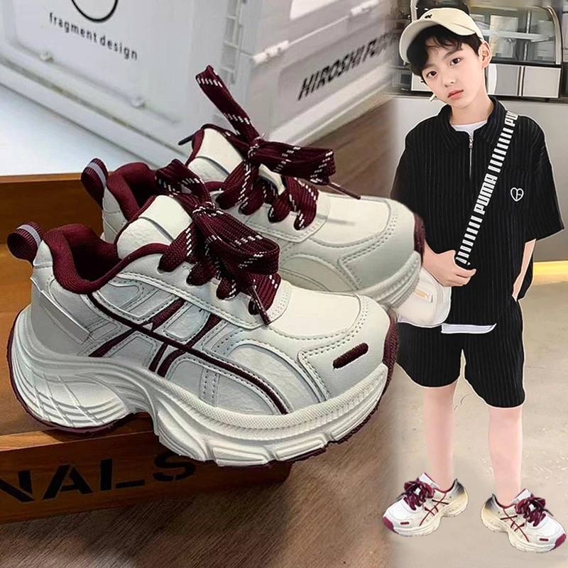 

Новые кроссовки весна 2026 для школьников, белые кроссовки-«папины» для мальчиков и девочек, легкие спортивные кроссовки