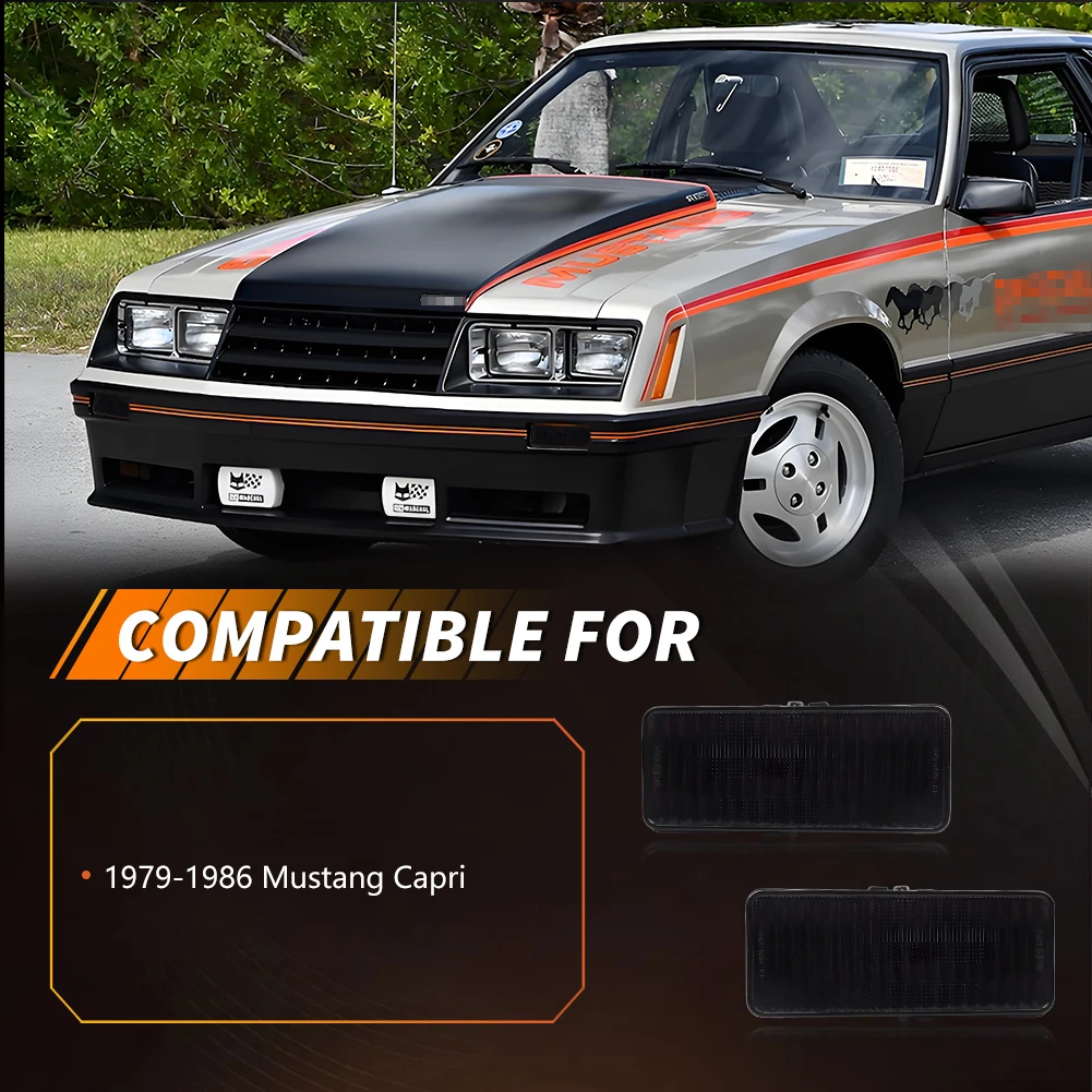 2 قطعة المصد الأمامي وقوف السيارات بدوره مصباح إشارة DRL غطاء خفيف ل 1979 1980 1981 1982 1983 1984 19851986 فورد موستانج لا لمبة
