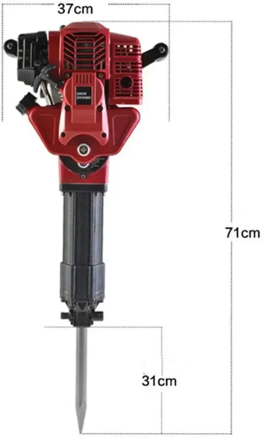 Demolition Jack Hammer, 2 Stroke 52CC Gas Powered Jack Hammer Tool Kit Concrete Breaker Punch Drills with Point and Flat Chisel