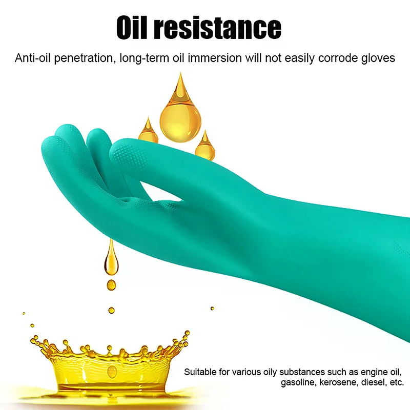 For Gardening Chemical Painting ,Latex Free 1Pair Thick Nitrile Gloves - Chemical Acid Resistant Waterproof Long Sleeve Gloves