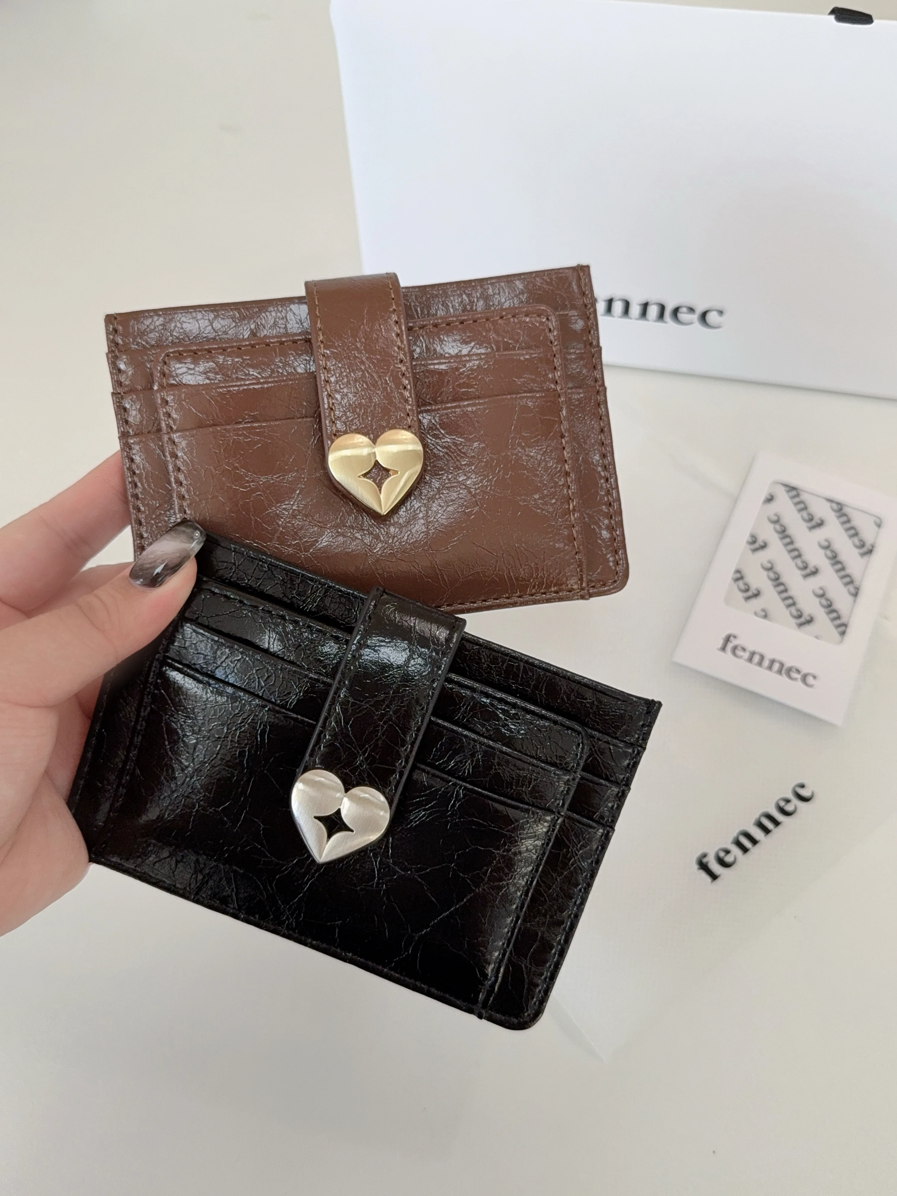 REOY Stu”fennec Metal Buckle Leather  Portable Document Card Holder Retro Style Compact Wallet for Students