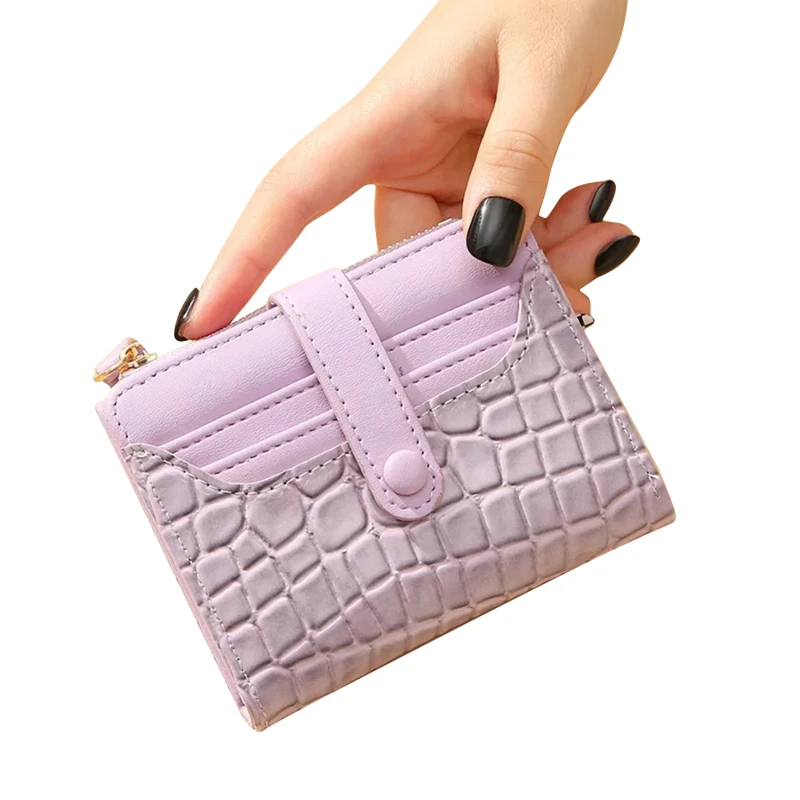 

Mini Crocodile Print Clutch Wallet Short Credit Card Holder Women's Card Case & Coin Purse Ladies Wallet