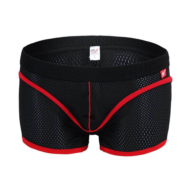 

Men's Bulge Boxy Underwear Gays Low Waist U Convex Pouch Boxer Briefs Youth Ice Silk Mesh Breathable Cotton Crotch Sports Shorts