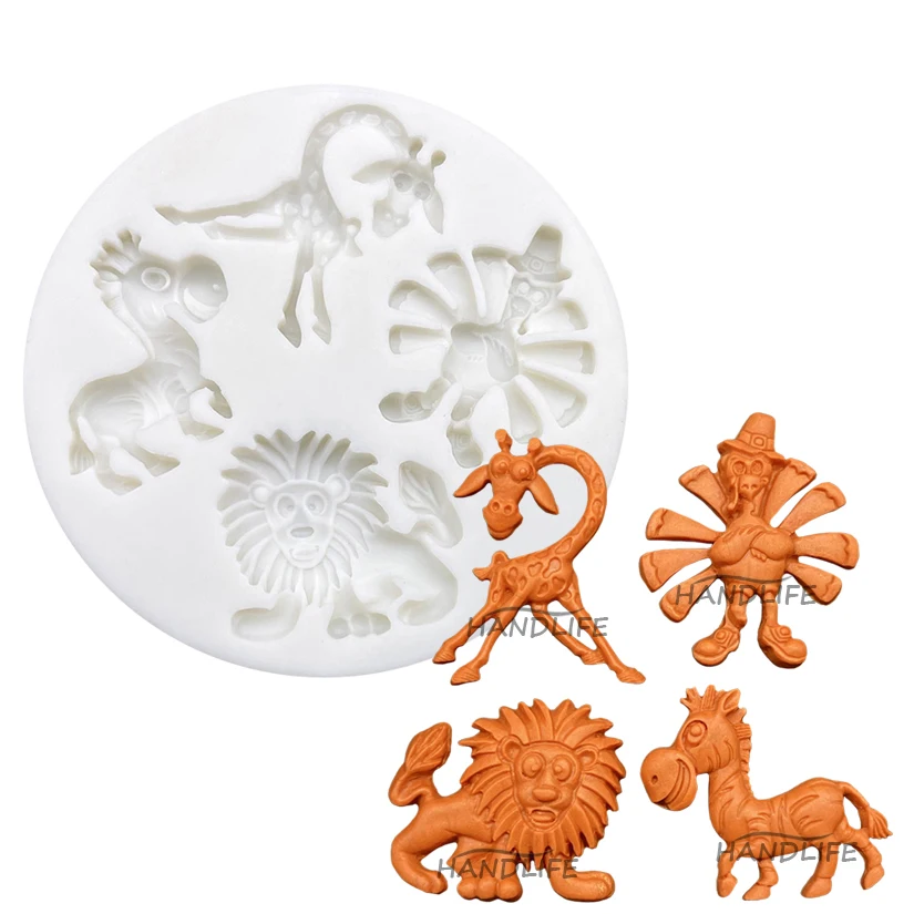 Cute Lion Giraffe Warthog Mongoose Silicone Cake Baking Mold Sugarcraft Chocolate Cupcake Resin Tools Fondant Decorating Tools