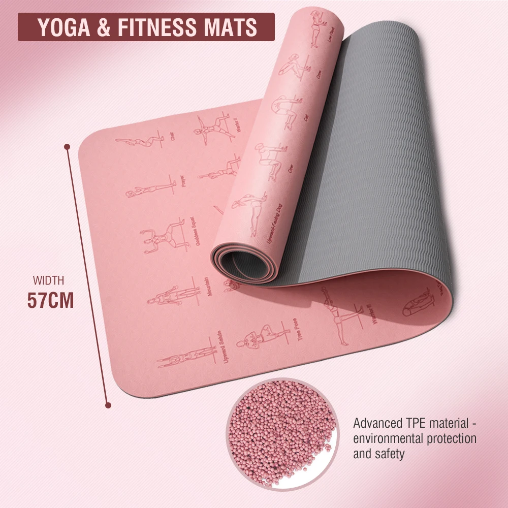 TPE Yoga Mat Non Slip With Patter 183*57cm 6mm Eco-friendly Hight-densit Gymnastics Mat Suitable for Mats Yoga And Pilates Sport