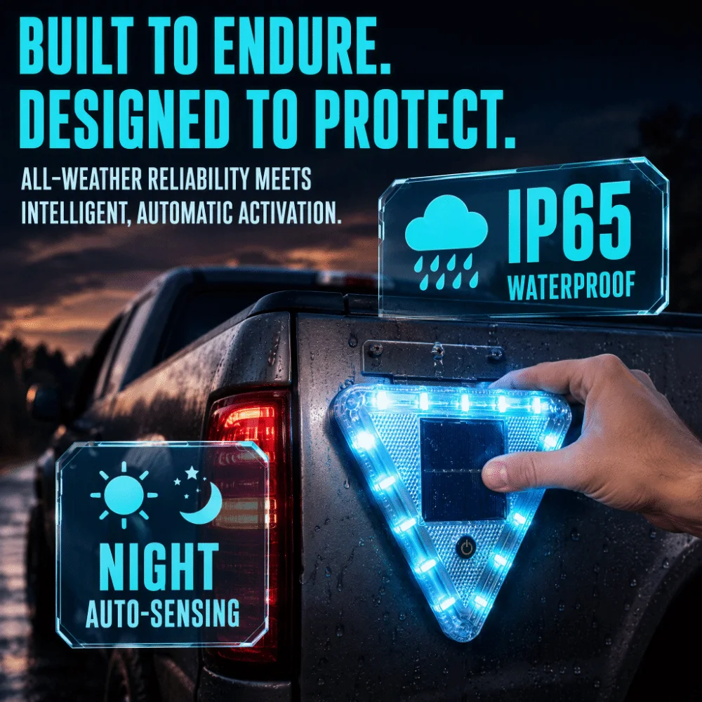Solar Powered LED Solar Warning Light Magnetic Base Touch Switch Wireless Truck Lamp Waterproof 2 Flash Modes