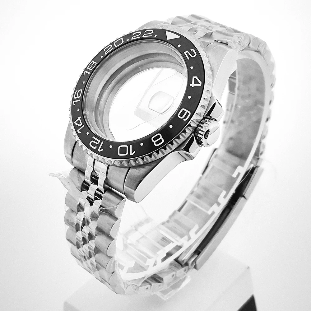 NEITON NH35 40MM SUB GMT Watch Case Solid Bracelet Glide Lock Clasp Fit NH34 NH35 NH36 NH38 Movement Stainless Steel image 2