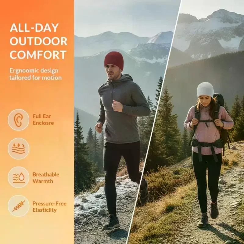 Warm Fleece Winter Beanie Thermal: Insulation Stretchy Fit Skiing Hiking Camping Outdoor