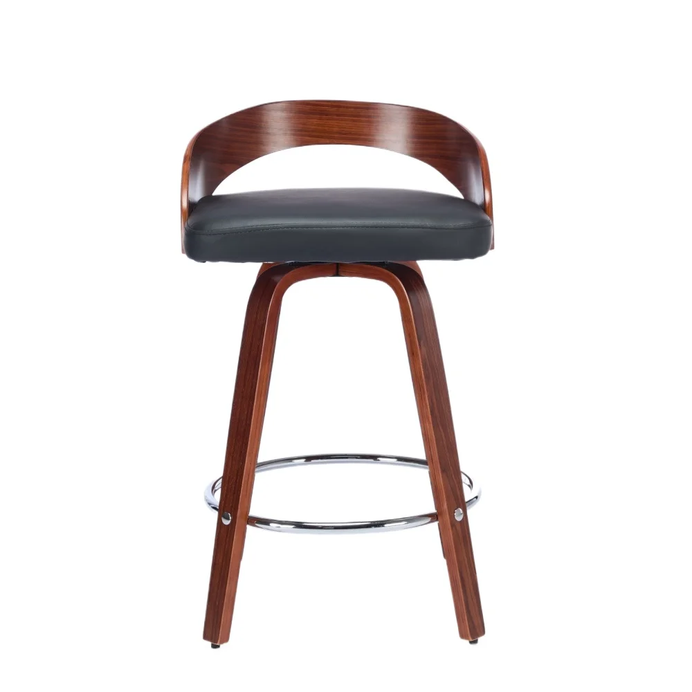 

2-piece bar stool set, low backrest rotating bar high stool, wooden bar chair with soft cushion seat