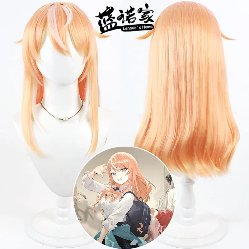Virtual YouTube Vtuber Igarashi Rinka Cosplay Wig Halloween Carnival Party Props Synthetic Hair Heat Resistant Fiber + Wig Cap