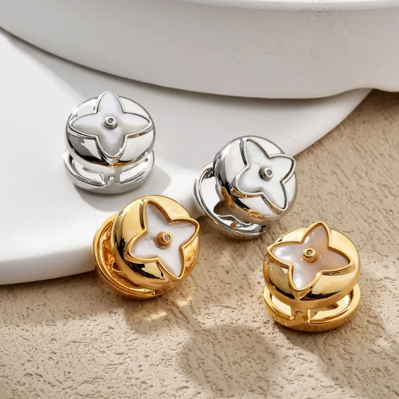 Fashion Shell Light Luxury High-End Ear Buckle Round Small Fragrance Classic Retro Personalized Ear Jewelry Women