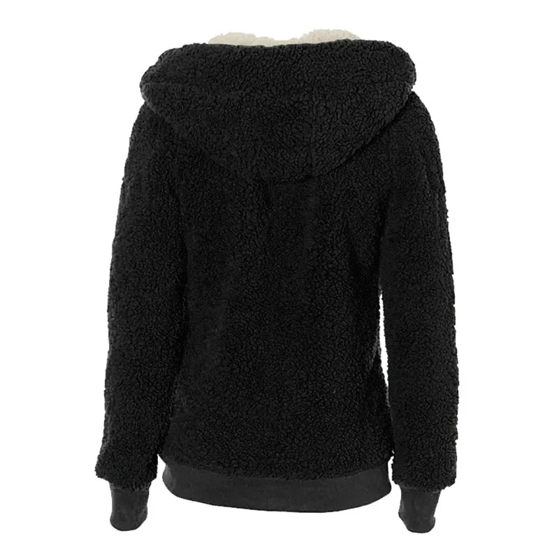 Apipee Frauen Kunst pelzmantel mit 2 Seiten naht taschen die Fuzzy-Jacke mit Kapuze für Frühling Herbst und Winter