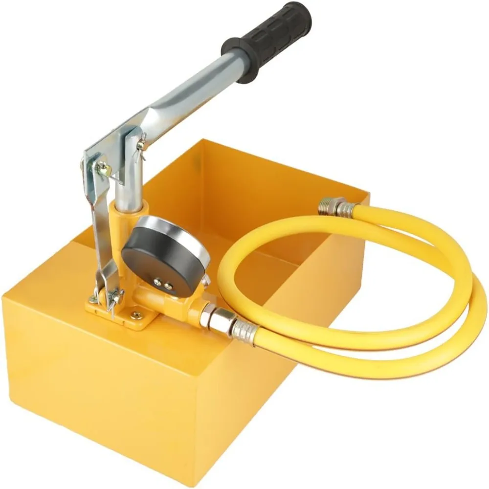 2.5MPa Hydraulic Pressure Test Pump 13ml/Time Aluminum Manual Water Pressure Test Pump Yellow With Gauge Pipeline Tester Tool