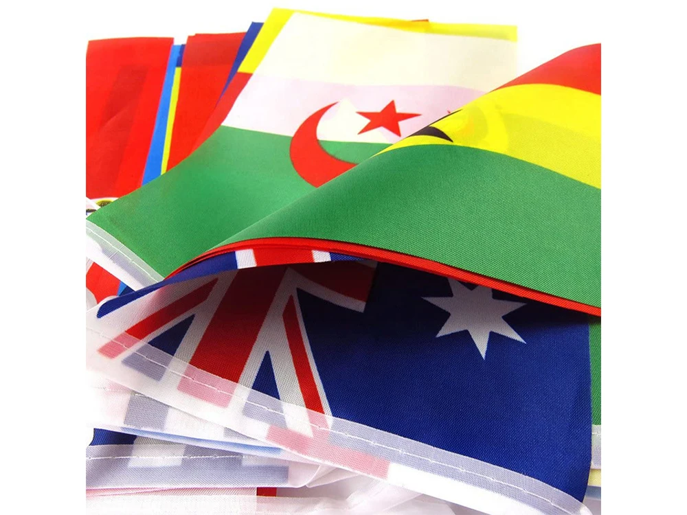 World Nations Flag 14x21cm 20x30cm 32Pcs String Flag Countries Around The World Nations Flag Games Hanging banner