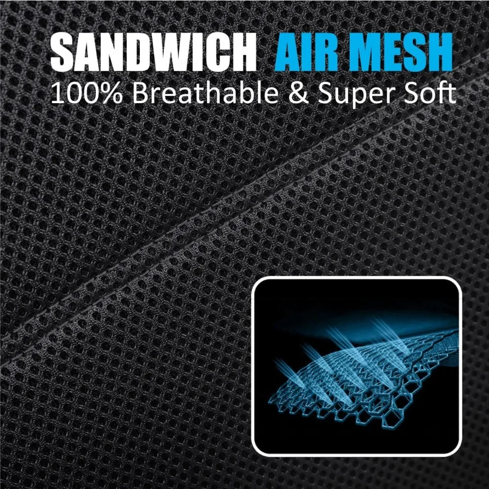 مجموعة كاملة من غطاء مقعد السيارة من الجلد والشبكة من P&J مكونة من 9 قطع مناسبة عالميًا لسيارات السيارات والشاحنات وسيارات الدفع الرباعي وسائد هوائية متوافقة (أسود) #6