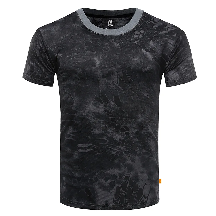 Men\'s Camouflage Tactical Shirt Short Sleeve Quick Dry Combat T-Shirt Military Army T Shirt Camo Outdoor Hiking Hunting Shirts