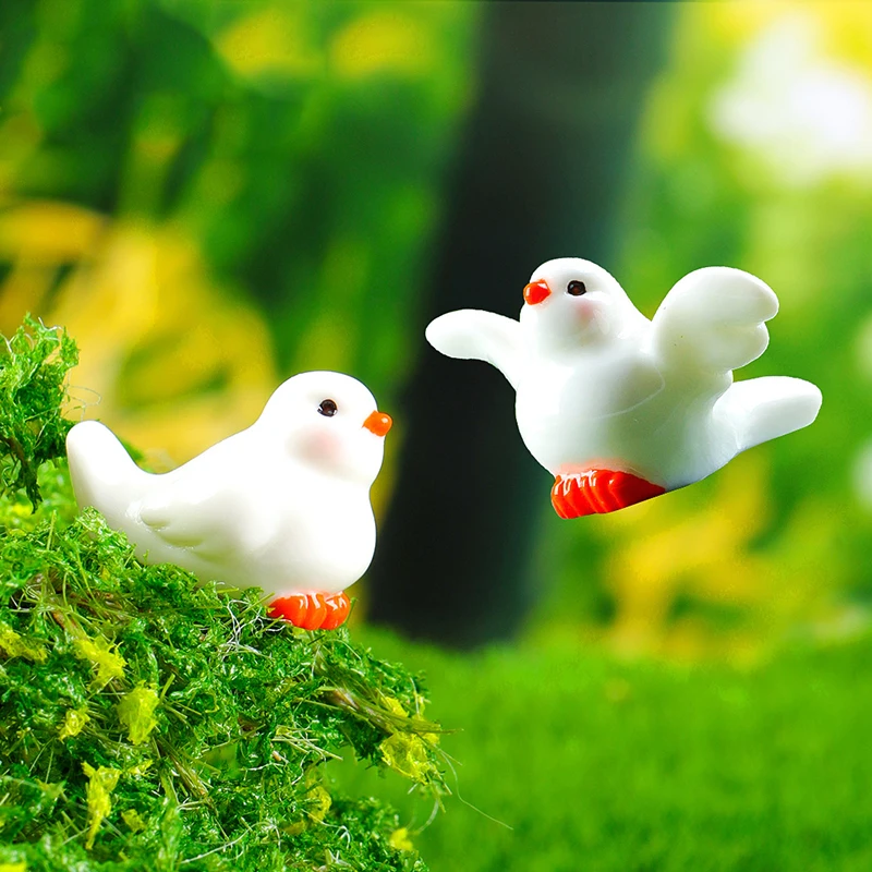 Cute Mini Resin Dove Figurine Cartoon Landscape Decoration Crafts Miniature Figurines DIY Home Decoration Accessories Gifts