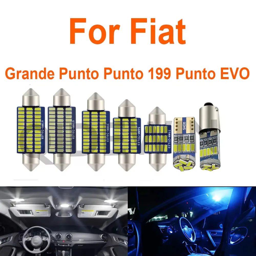 Abright 11 Peças para Fiat Grande Punto Punto 199 Punto EVO 2005 2006 2007 2008 2009-2016 Acessórios de Luz Interior LED para Carro Canbus