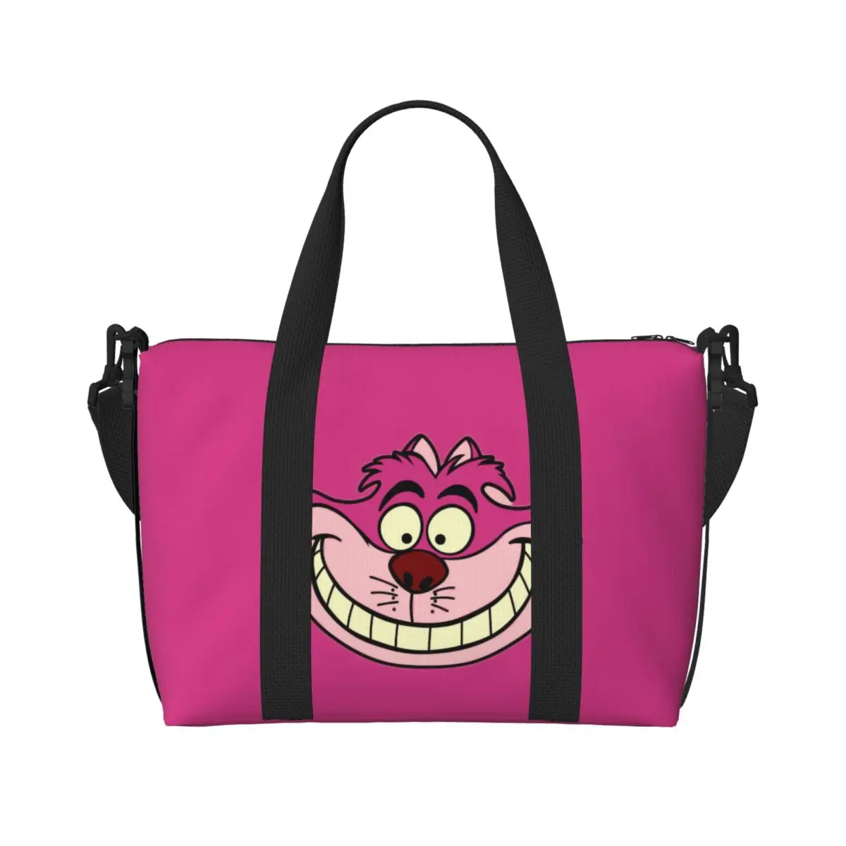 Borsa Tote da spiaggia personalizzata Cheshire Cat donna Extra Large Gym Carry On Animal Alice nel paese delle meraviglie borse per la spesa da