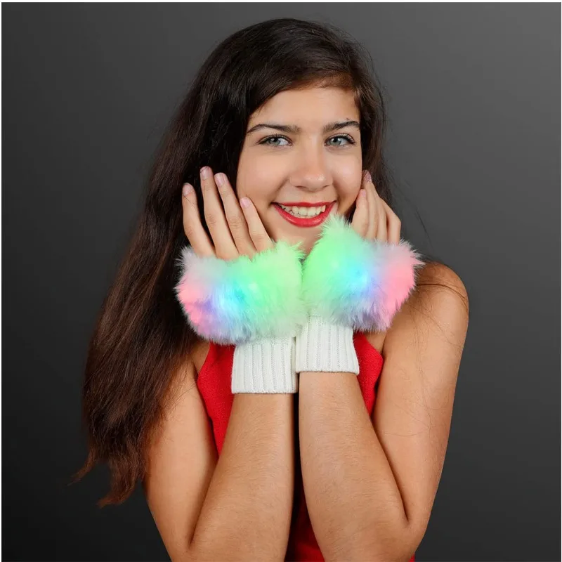 ถุงมือถักเรืองแสง LED สำหรับงานปาร์ตี้ฮาโลวีน คริสต์มาส หลากสี แฟลช แฮนด์แวร์ งานเรฟแดนซ์ การแสดง คอสเพลย์