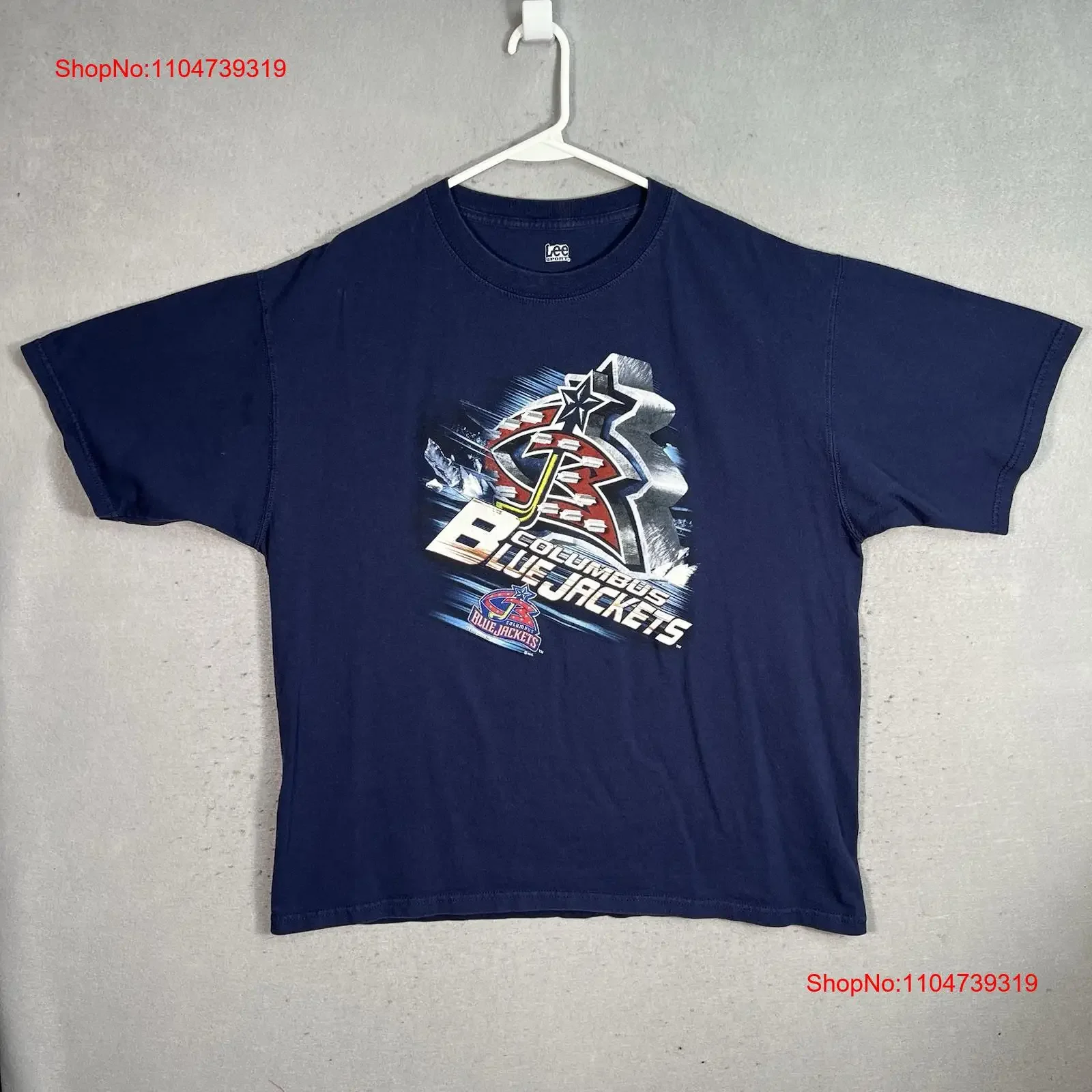 Lee Sport Columbus Clue vestes t-shirt adulte XL bleu Hockey hommes vintage lavé respirant décontracté confortable