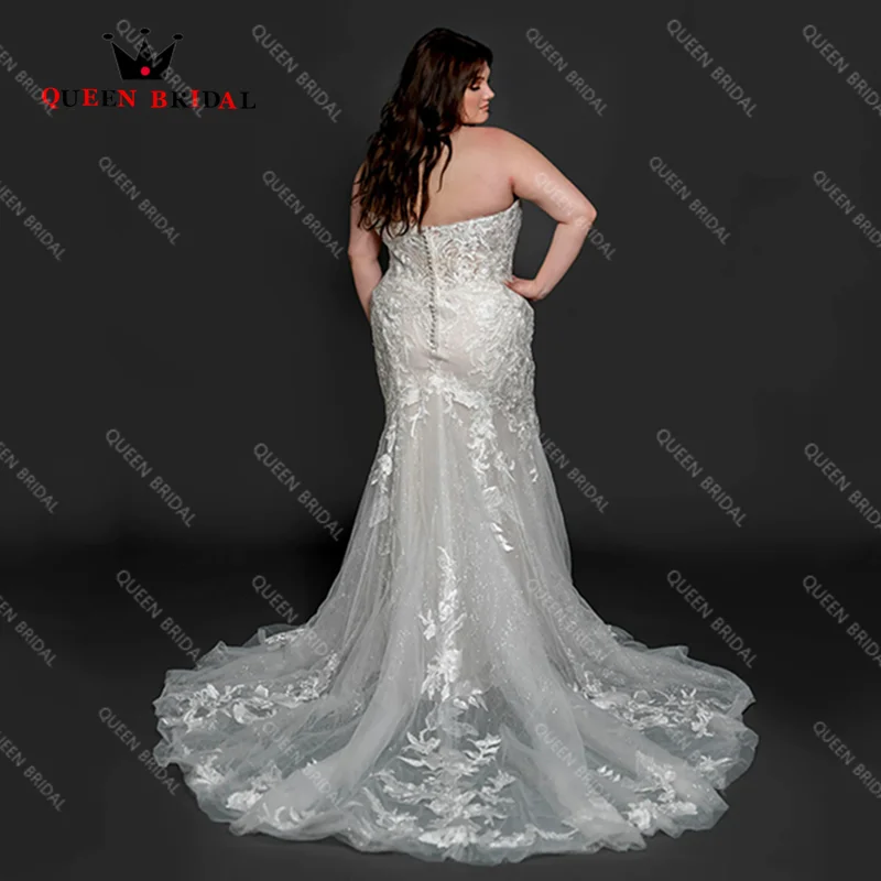 Sexy sereia applique plus size vestido de casamento 2023 sem mangas querida pescoço vestido de noiva robe de mariée personalizado de15