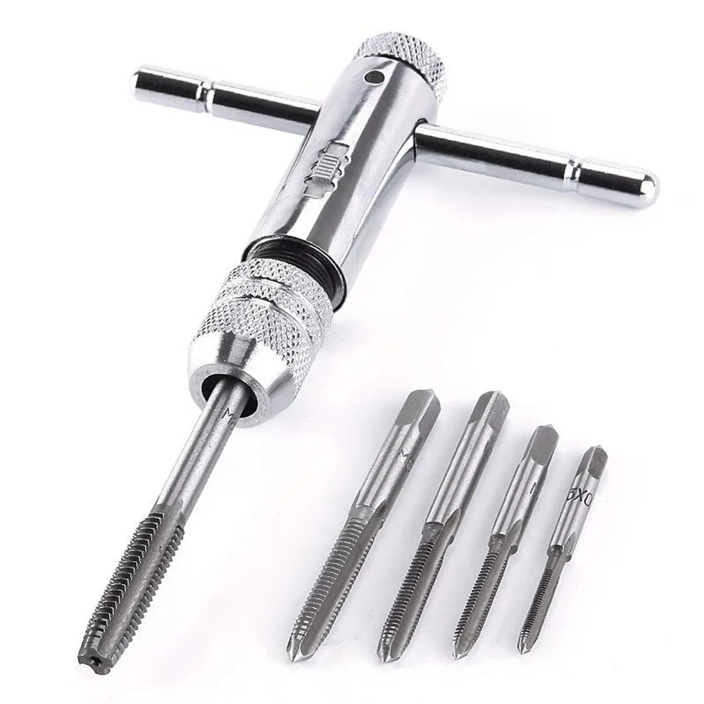 Set di punte per chiavi tipo T portatile 1-6 pezzi utensili per maschiatura manuale filettatura per macchina rubinetto Twist Bit M3/M4/M5/M6/M8 Set di rubinetti strumento fai da te