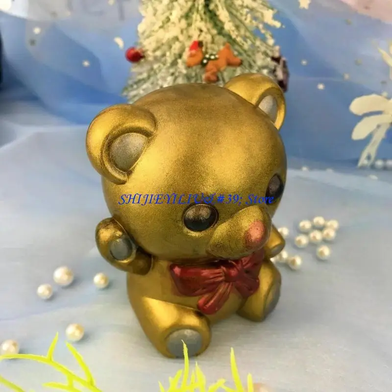 

E21F Bear Resin Mold Bowknot Bear Epoxy-Casting Mold Non-Stick Washable-Mold Craft