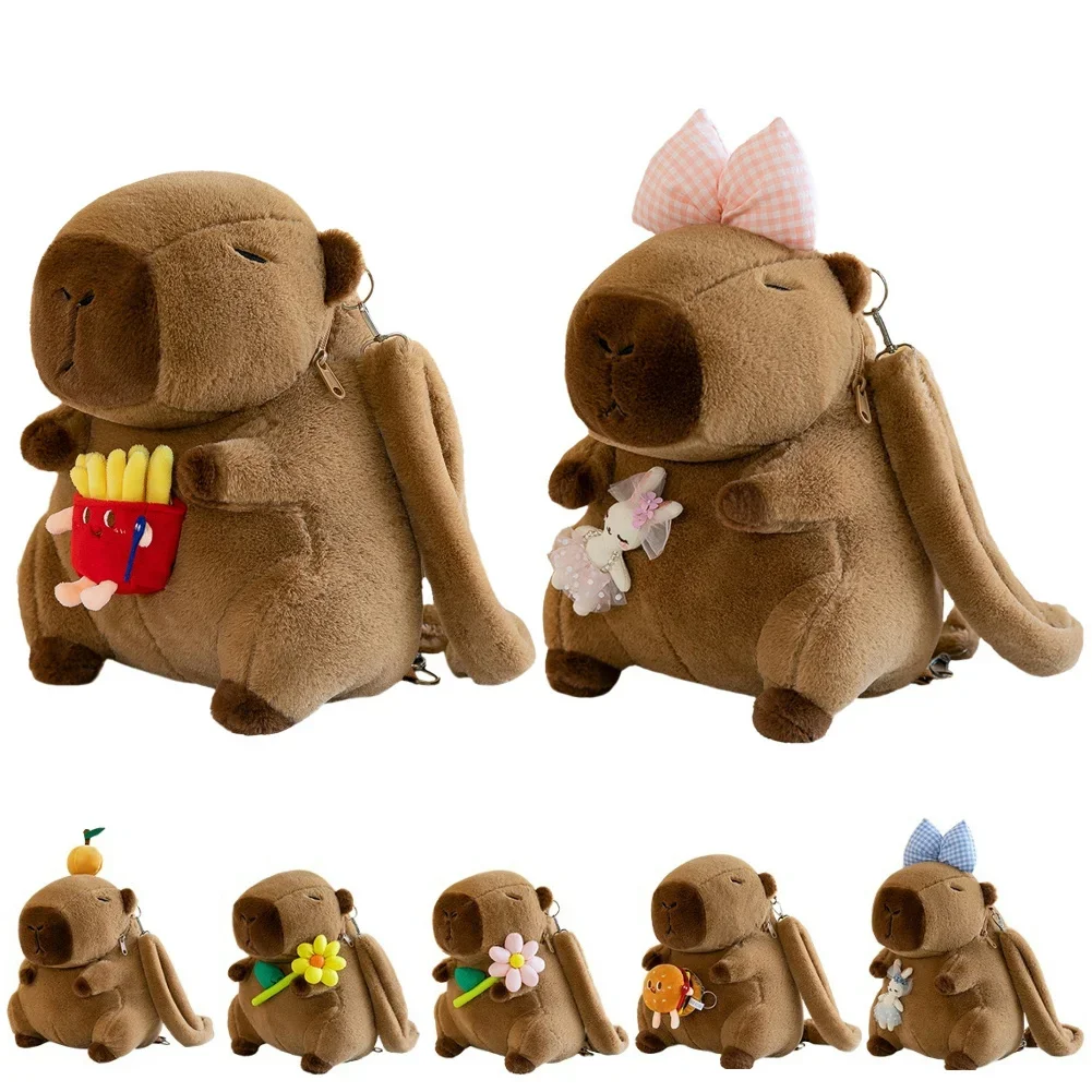 

Cute Capybara Plush Backpack Funny Kawaii Doll Fur Bag Cartoon Capybara Shoulder Bag Children Mini Knapsack Bag for Kids Student