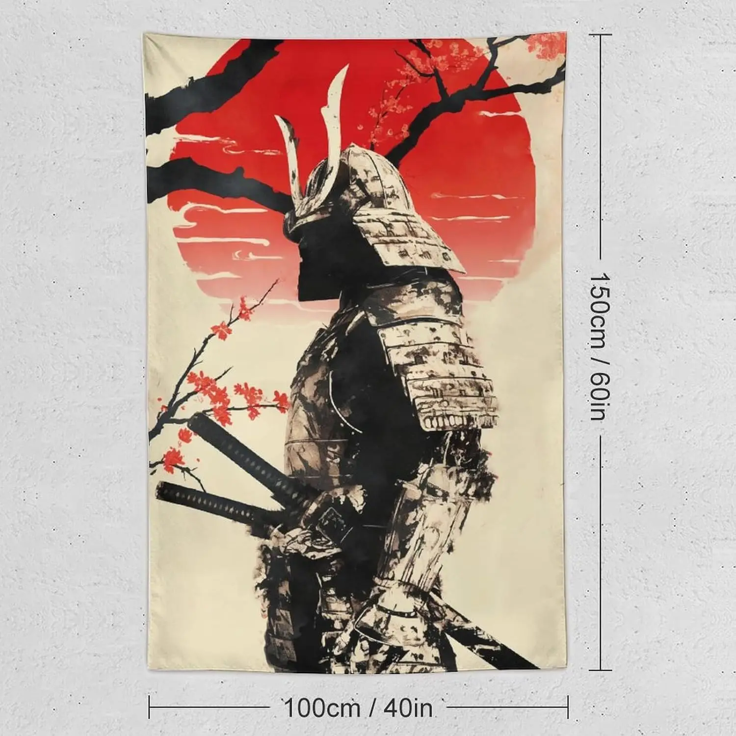 Tapestry for Bedroom Japanese Samurai Portrait Retro Armor Wall Tapestry Large Wall Art Tapestries Room Decor for Bedroom Living