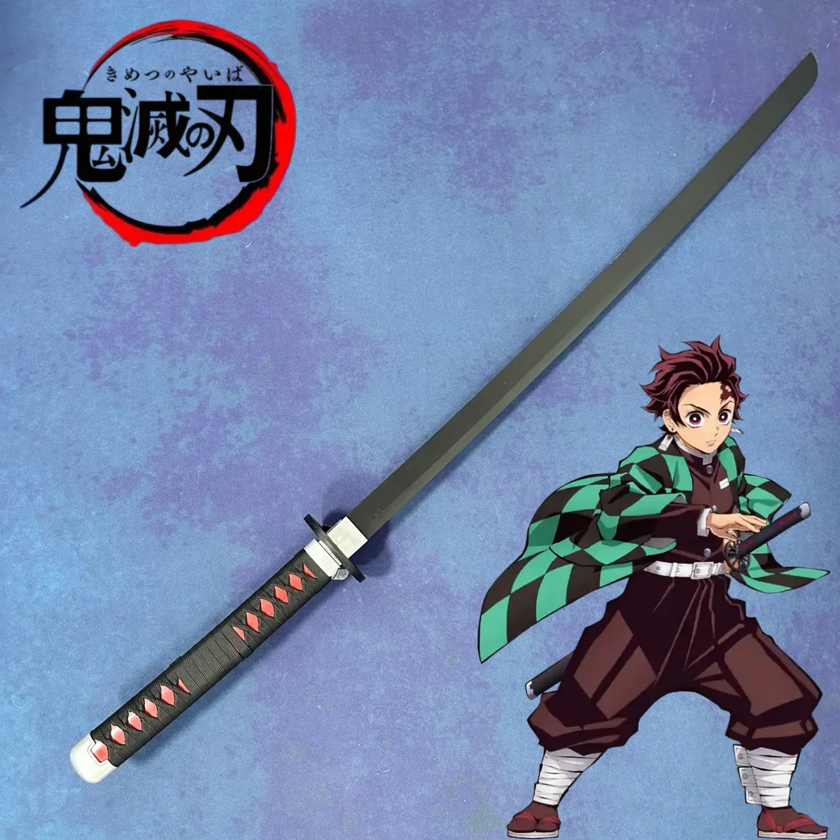 Espada Katana de Tanjirou de Demon Slayer de 40 Pulgadas, Espada Japonesa de Madera Original, Cuchillo Ninja Samurai, Accesorios de Cosplay, Juguete, Regalo