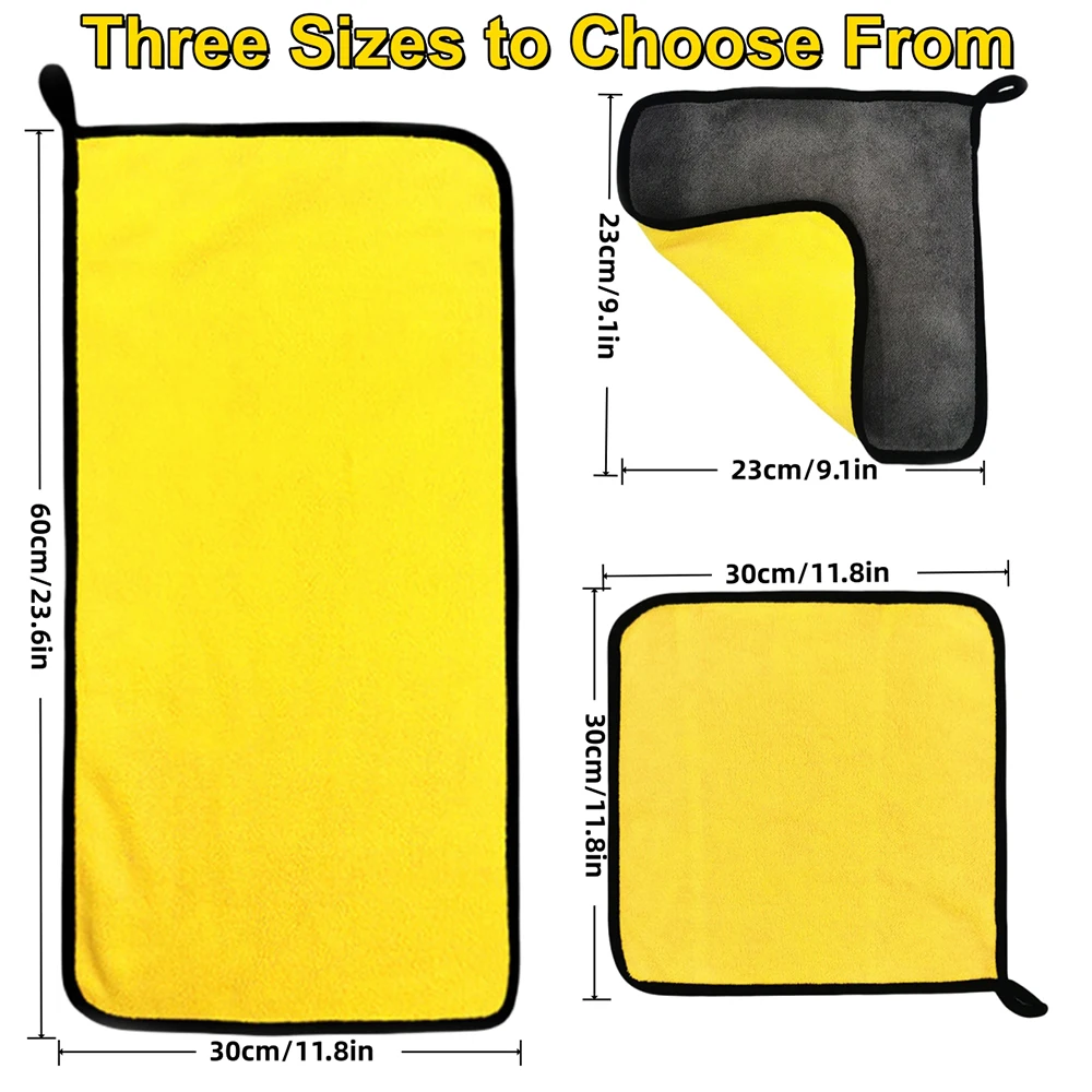 Microfiber Cleaning Towel Car Cleaning Cloths Car Drying Cloth Double-Sided Soft Vehicle Care Cloth Reusable Cleaning Cloth ﻿