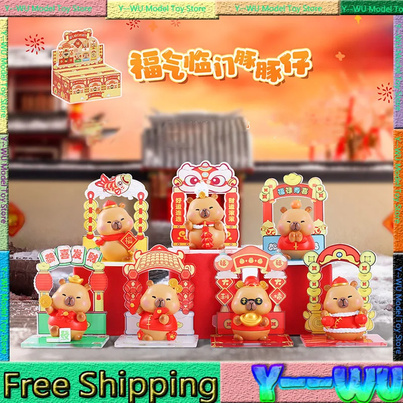 In Stock Capybara'S Blessing In Front Of The Door Blind Box Capybara'S Mystery Box Desk Decoration Cute Kawaii Doll Custom Gifts