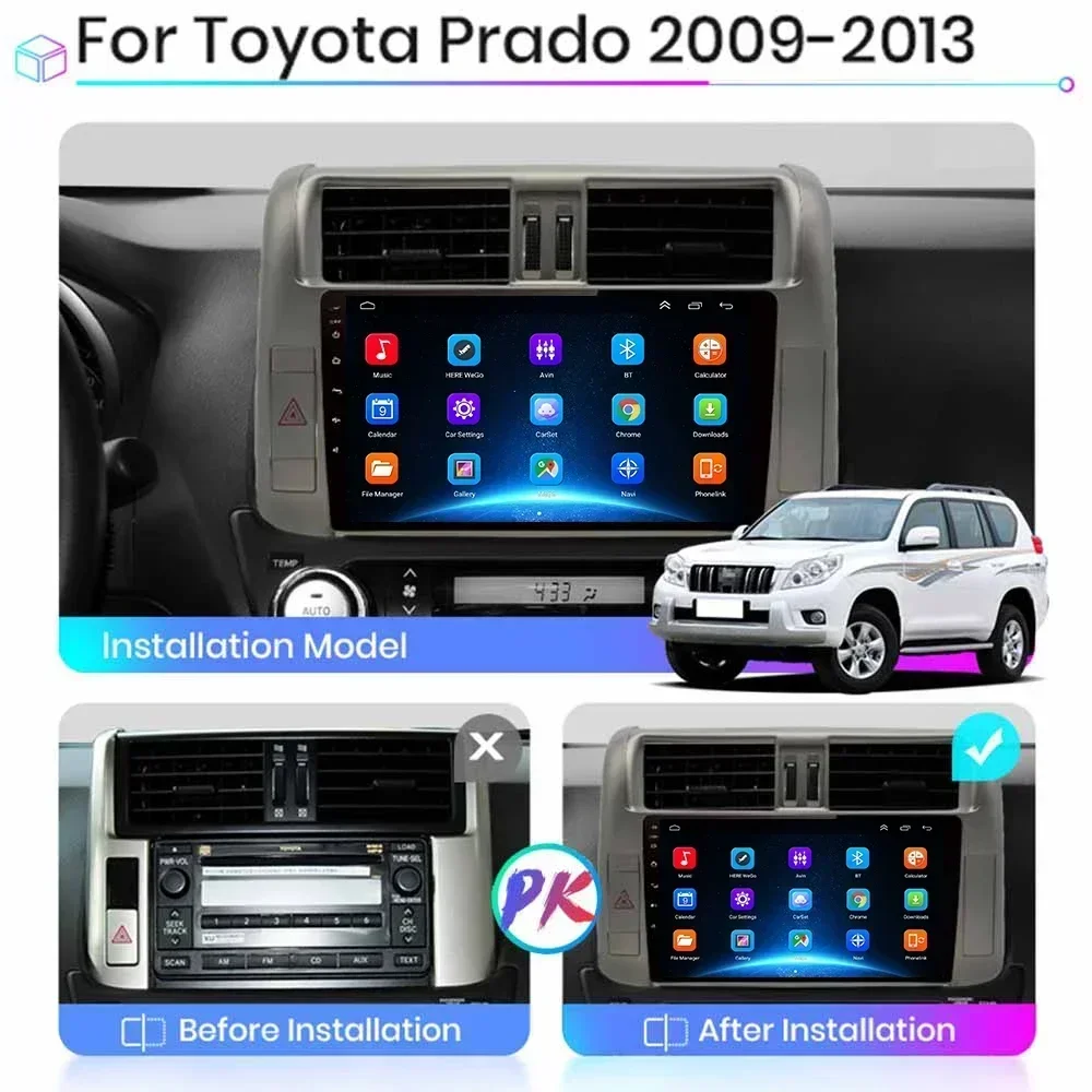 Android for Toyota Land Cruiser Prado J 150 2009-2013 Auto Car Radio Carplay Multimedia GPS Navigation Auto Audio 2din