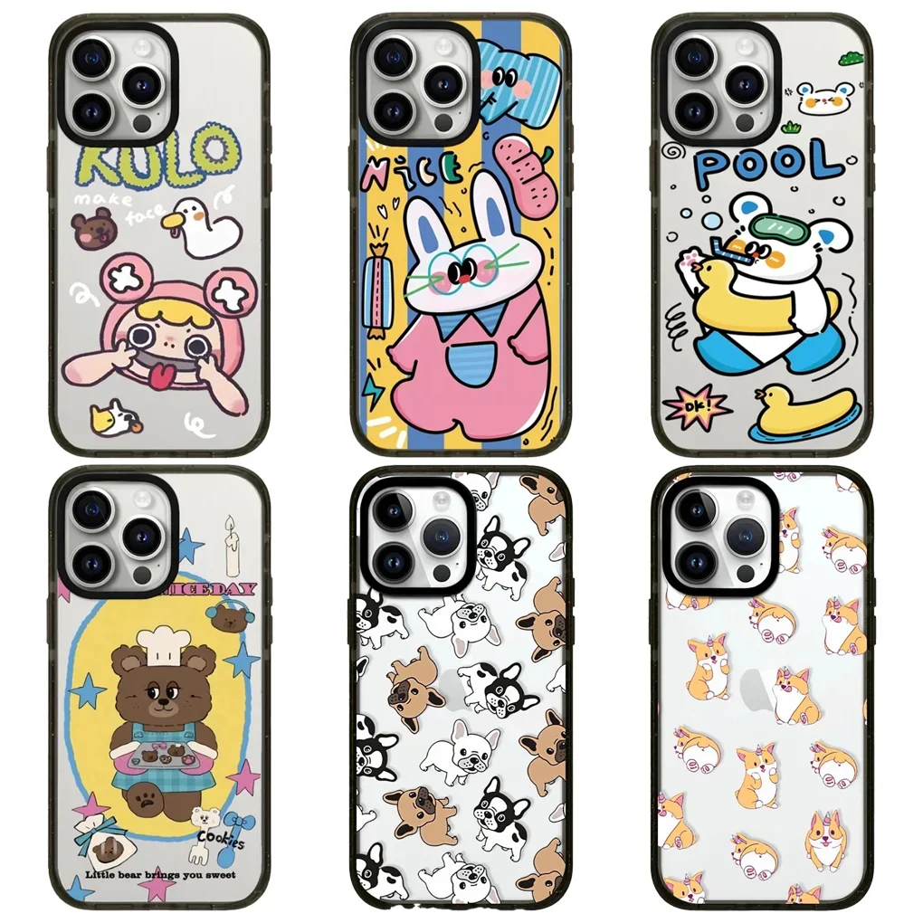 

Cute Rabbit Dog 2.0 Acrylic Black Border iPhone 12 13 14 15 16 Pro Max Protective Case, Fits iPhone 16 Pro Max