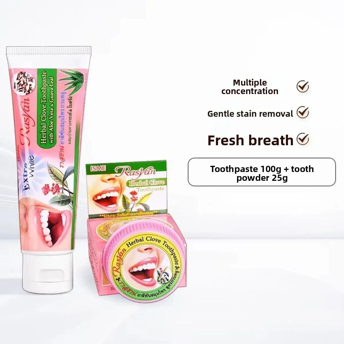 Thailand Herbal Whitening Tooth Powder, Natural Stain Remover & Bad Breath Eliminator, Oral Hygiene Care