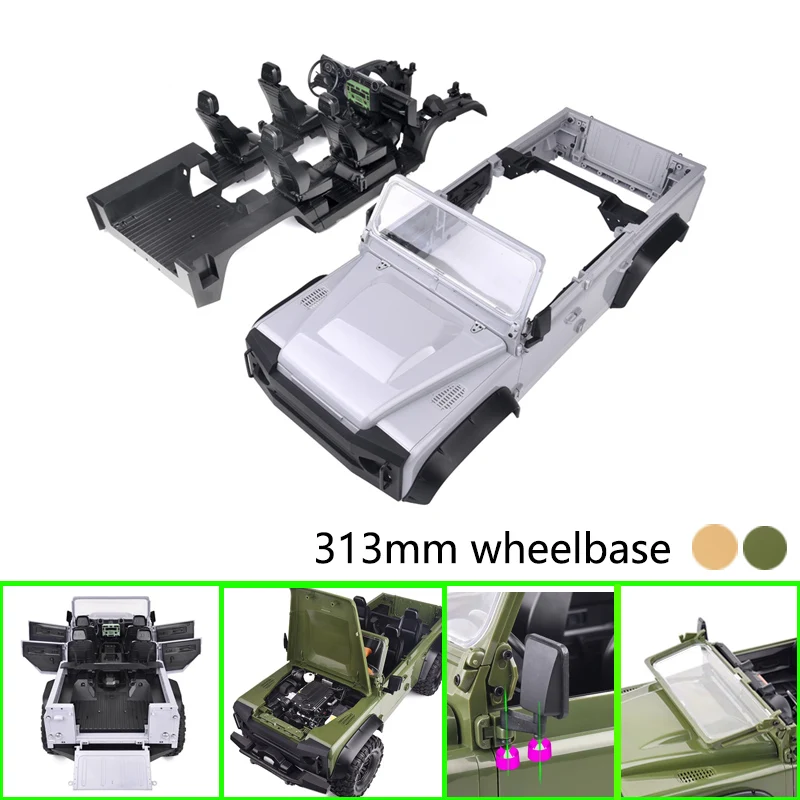 

Convertible Version 313mm Wheelbase Hard Body Shell for 1/10 RC Crawler Car Traxxas TRX4 Defender AXIAL SCX10 RC4WD D90 DIY Part