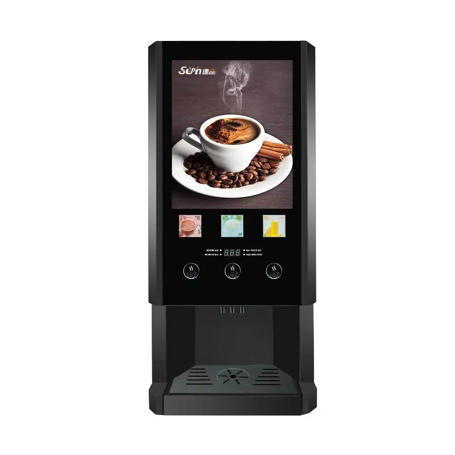

E-30S Instant Coffee Vending Machine 3 Flavours Hot Automatic Coffee Machine With LED Light Box Advertising Desktop