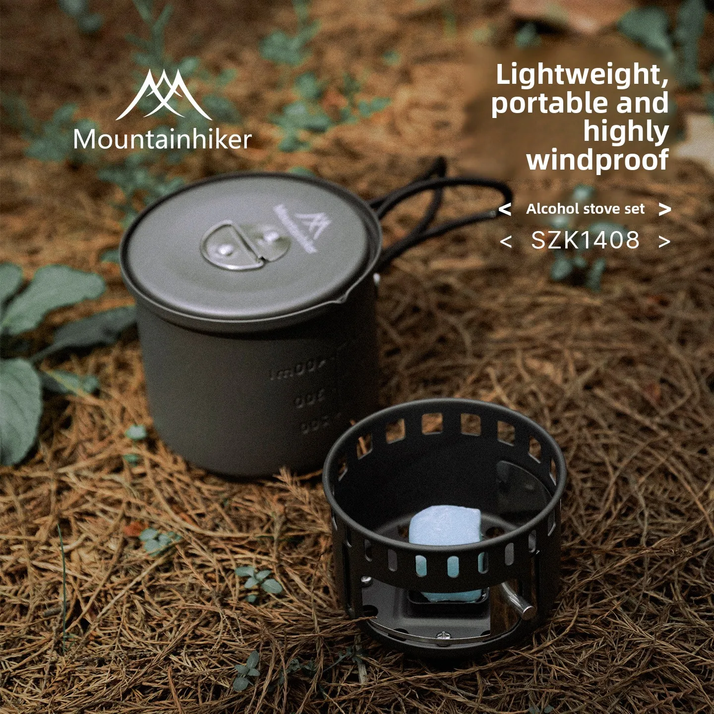 MOUNTAINHIKER New Outdoor Camping Alcohol Stove Set All-in-one Portable Lightweight Aluminum Alloy Stove Pot Cooking Accessory view 2