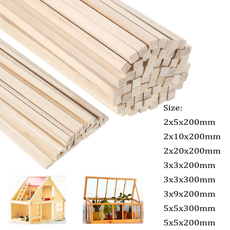 

20/50 шт. 2/3/5 мм палочка из дерева Баши, поделка из бальзы, квадратная модель кадугеля, резьба по дереву, аксессуары для рукоделия «сделай сам»