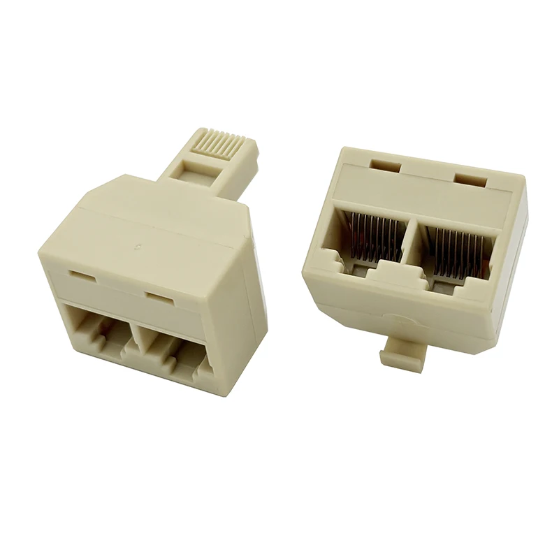 5PCS RJ45 network three-way connector, one male and two female, 8P8C network cable adapter, 1 to 2 split adapter, horn type.