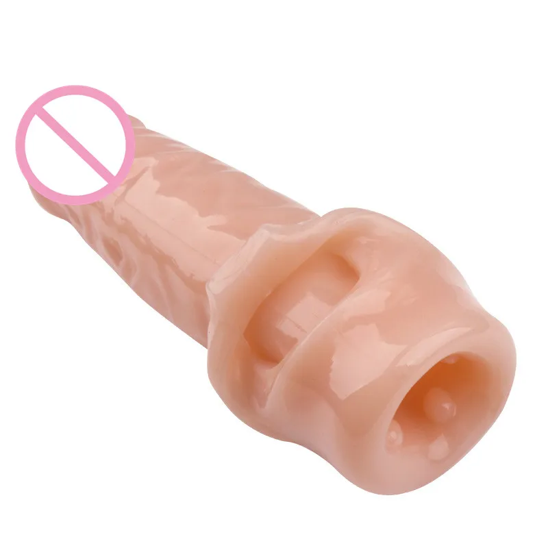 Reusable Penis Sleeve Penis Extender Condom Big Cock Extension Dick Enlarge Adult Sex Toys For Men Penile Enlargement Time Delay