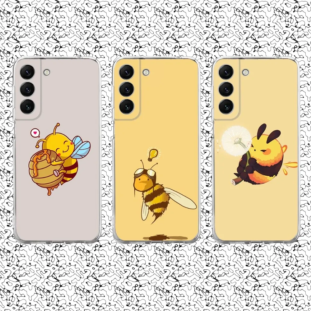 Cute Honey Bee Phone Case Silicone For Samsung S30,S23,21,22,20 Ultra,S20 FE lite,S10,9,PIus Note20ultra Cover Clear