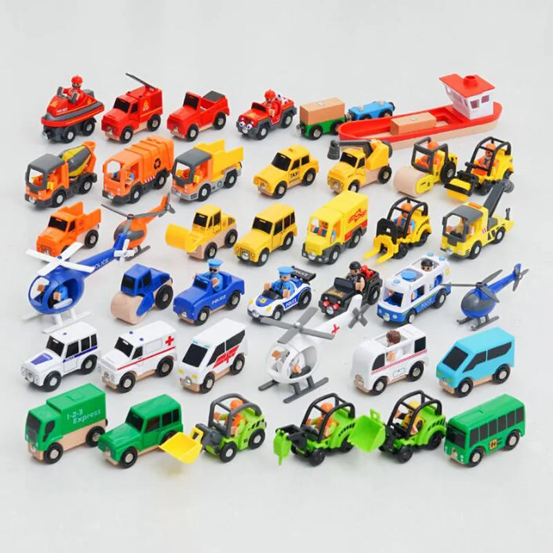 

Wooden Train Set Accessories Toy Cars Compatible with All Major Brands Birthday Christmas Gift for Toddlers and Kids
